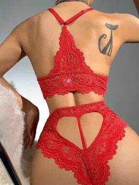 Loomerie Kırmızı Dantel Fantezi Sütyen Takım Loomerie 387 - Alternatif Görünüm