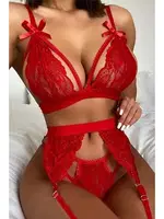 Kırmızı Dantelli Fantezi Jartiyer Takım Best Harness missisX 3009 Kırmızı detay görünüm