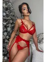 Kırmızı Dantelli Fantezi Jartiyer Takım Best Harness missisX 3009 Kırmızı farklı açı