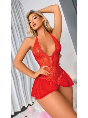 Lily Bianca Kırmızı Dantelli Tütü Etekli Dantel Erotik Gecelik Lily Bianca LB-153 - Alternatif Görünüm