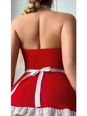 Lily Bianca Kırmızı Fırfırlı Fransız Hizmetçi Kostüm Lily Bianca LB-151 - Alternatif Görünüm