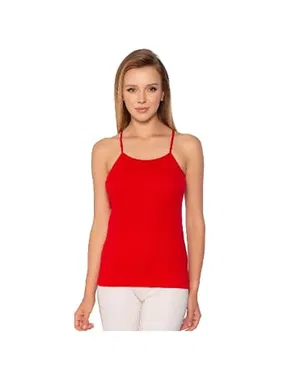 Gümüş Kırmızı İnce Askılı Ribana Düz Biye Kadın Atlet Gümüş 4023 - 6 Adet