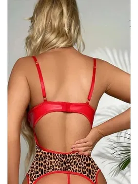 Jesica Bella Kırmızı Leopar Dantel Jartiyer Seksi Takım Jesica Bella JB-15019 - Alternatif Görünüm