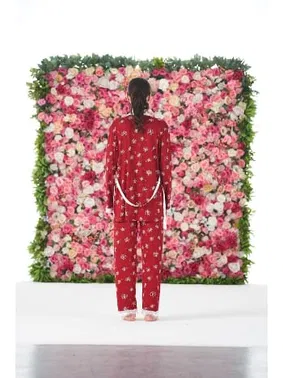 Estiva Kırmızı Papatya Desenli 3lü Sabahlıklı Likra Viskon Kadın Pijama Takımı Estiva 25194 - Alternatif Görünüm