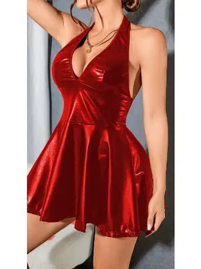 Jesica Bella Kırmızı Parlak Sırt Dekolteli Fantazi Gecelik Jesica Bella JB-15022 - Alternatif Görünüm