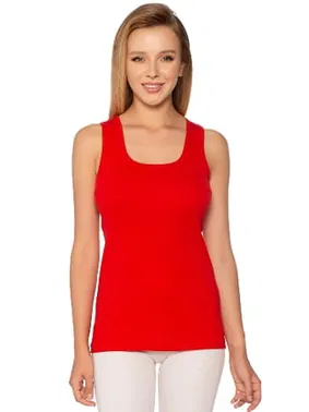 Gümüş Kırmızı Ribana Geniş Askılı Düz Biye Kadın Atlet Gümüş 4024 - 6 Adet