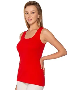 Gümüş Kırmızı Ribana Geniş Askılı Düz Biye Kadın Atlet Gümüş 4024 - 6 Adet - Alternatif Görünüm