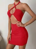 Kırmızı Seksi Kadın Mini Elbise Ruselin 5075 Kırmızı görsel 5