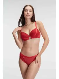 Anıl Kırmızı Şeritli Dantelli Sütyen Slip Takım Anıl 4841