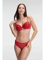 Kırmızı Şeritli Dantelli Sütyen Slip Takım Anıl 4841 Kırmızı