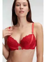 Kırmızı Şeritli Dantelli Sütyen Slip Takım Anıl 4841 Kırmızı farklı açı