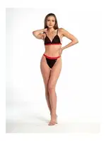 Kırmızı Şeritli Siyah Dantel Detaylı İç Çamaşırı Takımı Nathalie 5002 Siyah farklı açı