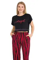 Kırmızı Siyah Çizgi Desenli Kadın Kısa Kol Pamuk Viskon Pijama Takımı Lady 12559 farklı açı