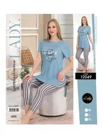 Kısa Kollu Kadın Pijama Takımı Lady 12049 Mavi