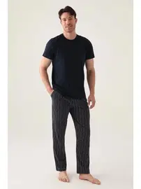 Arnetta Kısa Kollu Yuvarlak Yaka Çizgili Erkek Pijama Takımı Arnetta 3011-S