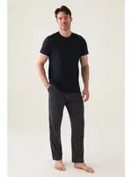 Kısa Kollu Yuvarlak Yaka Çizgili Erkek Pijama Takımı Arnetta 3011-S Lacivert