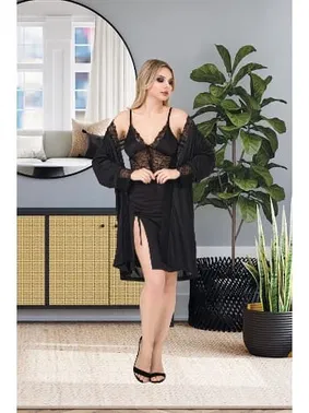 İzabel Göğüs Kısmı Dantel Kısa Gecelik Sabahlık Takım İzabel F-7010 - Alternatif Görünüm