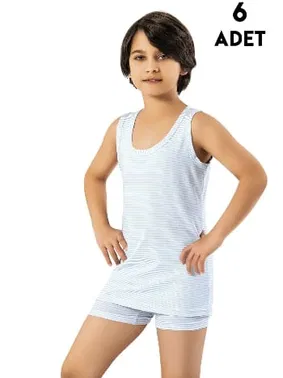 Kota Baskılı Erkek Çocuk Atlet 6'lı Kota 1028