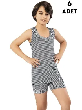 Kota Baskılı Erkek Çocuk Atlet 6'lı Kota 1028 - Alternatif Görünüm