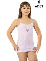 Kabartma Baskılı Kız Çocuk Atlet 6'lı Kota 3650 Asorti görsel 4