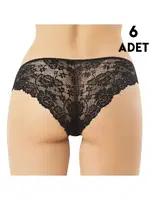 Kaşkorse Dantelli Kadın Külot 6'lı Kota 5025 Siyah