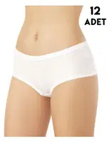 Ribana Parçalı Raporlu Kadın Külot 12'li Kota 5030 Beyaz