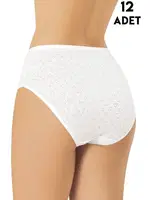 Transferli Ribana Kadın Külot 12'li Kota 5032 Beyaz detay görünüm