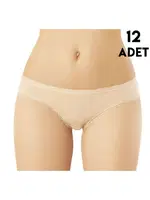 Tırnak Dantelli Viskon Bayan Bikini Külot 12'li Kota 5101 Ten detay görünüm