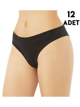 Kota Modal Biye Detaylı String Kadın Bikini Külot 12'li Kota 5104