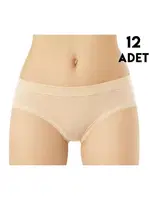 Geniş Biyeli Modal Kadın Bikini Külot 12'li Kota 5105 Ten detay görünüm