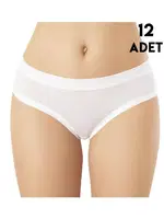 Geniş Biyeli Modal Kadın Bikini Külot 12'li Kota 5105 Beyaz farklı açı
