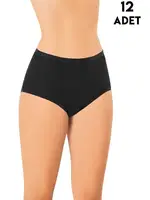 Yüksek Bel Kadın Külot 12'li Kota 5110 Siyah