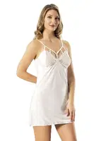 İnce Askılı Yakası Pencereli Kadın Gecelik Kota 6213 Ekru