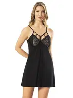 İnce Askılı Yakası Pencereli Kadın Gecelik Kota 6213 Siyah görsel 4