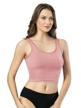 Kota Kaşkorse Tırnak Dantelli Geniş Askılı Crop Kota 6438