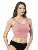 Kaşkorse Tırnak Dantelli Geniş Askılı Crop Kota 6438 Gül Kurusu