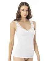 Dantelli Modal Kalın Askılı Kadın Atlet Kota 6606 Beyaz detay görünüm