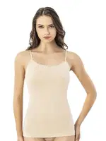 Viskon Yakası Tırnak Dantelli Kadın Atlet Kota 6613  Ten detay görünüm