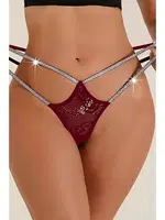 Sim Bantlı Bordo Fantazi Dantelli Kadın Külot MissisX 1012 Bordo farklı açı