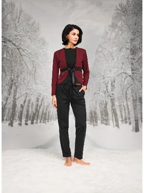 Doreanse Kuşaklı Lastikli T-shirt Pantolon Hırka Takım Doreanse 26K4096