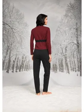 Doreanse Kuşaklı Lastikli T-shirt Pantolon Hırka Takım Doreanse 26K4096 - Alternatif Görünüm