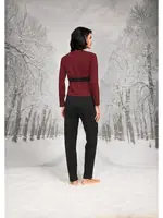 Kuşaklı Lastikli T-shirt Pantolon Hırka Takım Doreanse 26K4096 Siyah detay görünüm