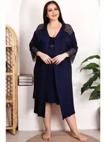 Lacivert 2li Gecelik Ve Sabahlık Takımı Lady 19213 Lacivert farklı açı