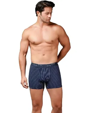 Gümüş Lacivert Geniş Bel Lastikli Likralı Erkek Çizgili Boxer Gümüş 3114