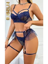 Ruselin Lacivert Tütü İpli Fantezi Erotik Jartiyer Takım Ruselin 2188