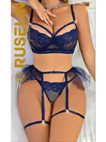 Lacivert Tütü İpli Fantezi Erotik Jartiyer Takım Ruselin 2188 Lacivert detay görünüm