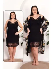 Lady Lady Çiçek Desenli 2li Gecelik Sabahlık Takımı 19222