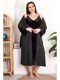 Lady Lady Çiçek Desenli Gecelik Sabahlık Takımı 19205