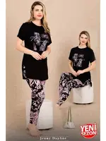 Lady Çiçekli Desenli Kısa Kollu Pijama Takımı Lady 12483
