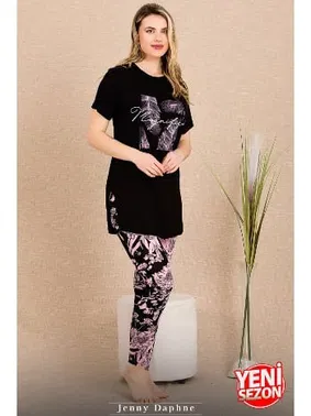 Lady Lady Çiçekli Desenli Kısa Kollu Pijama Takımı Lady 12483 - Alternatif Görünüm